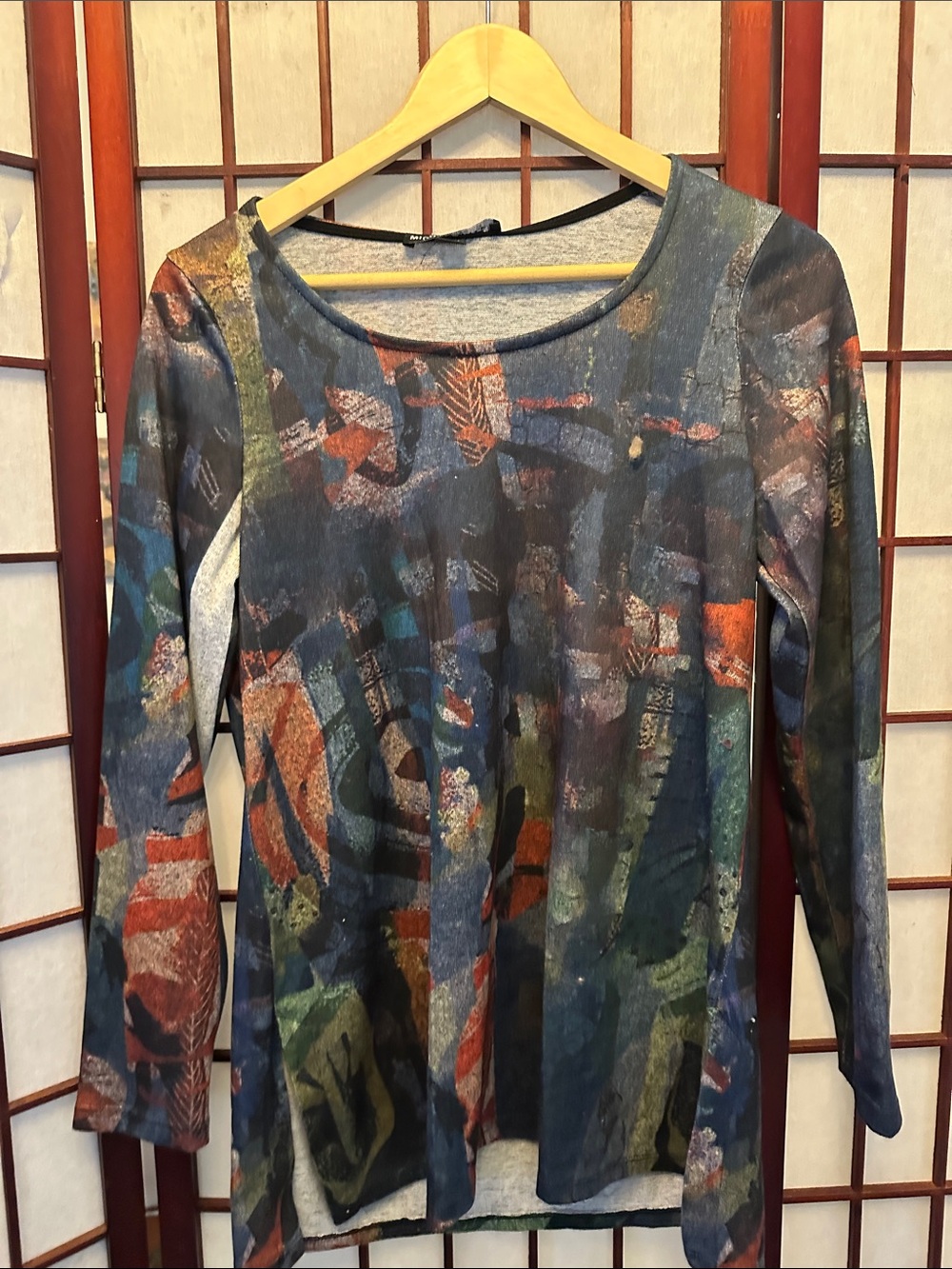 Abstract Multicolor Long Sleeve Women's Top